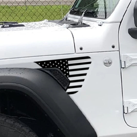 USA Flag Fender Vent Decal for Jeep Gladiator JT | Vinyl Truck Graphic Sticker - 200000182:193#Glossy Black-  DRIVEN - 1