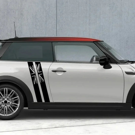 Union Jack Door Side Stripe Decal for Mini Cooper S (R55, R56, F55, F54, F60, R57, R59) | England Flag Vinyl - 200000182:350852#Matt Black-  DRIVEN - 1