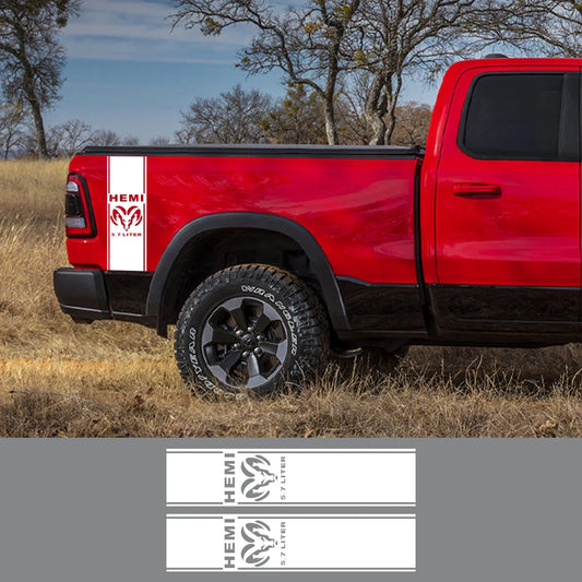 Back Door & Side Decal for Dodge RAM 1500 / 2500 HEMI Rebel 5.7L | Custom Vinyl Truck Sticker - 200000182:29#Glossy White-  DRIVEN - 1