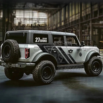 Custom Sports Decoration Film Vinyl Decal Kit for Ford Bronco | Full-Body KK Wrap Accessory - 200000182:193#black white-  DRIVEN - 1