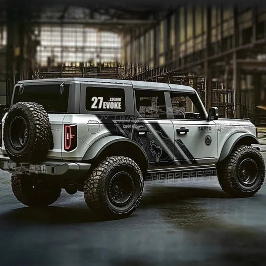 Custom Sports Decoration Film Vinyl Decal Kit for Ford Bronco | Full-Body KK Wrap Accessory - 200000182:193#black white-  DRIVEN - 1
