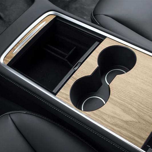 Center Console Panel Sticker for Tesla Model 3 / Model Y (2021–2023) | Wood Grain & Carbon Fiber Film - 200000182:201735810#Wood Grain Color-  DRIVEN - 2