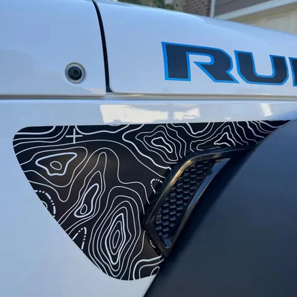 Jeep Wrangler JL / JLU & Gladiator JT Topographic Fender Vent Decal – PVC Vinyl Sticker (2018–2026) - 200000182:691#grey;5:200000990#15.3x9.2in-200000182:10#red;5:200000990#15.3x9.2in-200000182:29#white;5:200000990#15.3x9.2in-200000182:175#green;5:200000990#15.3x9.2in-200000182:173#blue;5:200000990#15.3x9.2in-  DRIVEN - 3