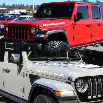 Engine Hood Decal for Jeep Gladiator Overland | Pickup Truck Vinyl Sticker Graphic - 200000182:29#Black Red;5:200000990#60x4.2cm-200000182:350852#Gold Silver;5:361385#70x4.9cm-200000182:29#Black Red;5:361385#70x4.9cm-200000182:29#Black Red;5:361386#100x7cm-200000182:366#White Gray;5:361385#70x4.9cm-  DRIVEN - 4