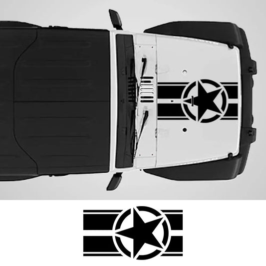 Jeep Hood Cover Decal – Pentagram Star Vinyl Sticker | Wrangler JK JL TJ, Renegade, Patriot, Trailhawk, Rubicon - 200000182:350852#Glossy White-  DRIVEN - 1