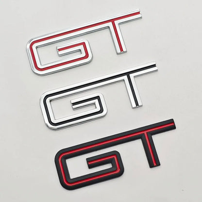 3D Chrome Metal GT Logo Trunk Badge | Ford F-150 / Mustang / Explorer / Ranger Decal - 200000182:691#Chrome Black-200000182:29#Black Red-200000182:193#Chrome Red-  DRIVEN - 1