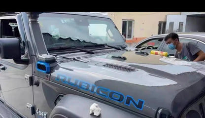 Rubicon Hood Letter Graphic Badge Emblem for Jeep Wrangler JL / JK | 2-Piece Vinyl Decal - 14:193#J0258-black-14:350852#J0258-orange-14:173#J0258-blue-14:10#J0258-red-  DRIVEN - 9
