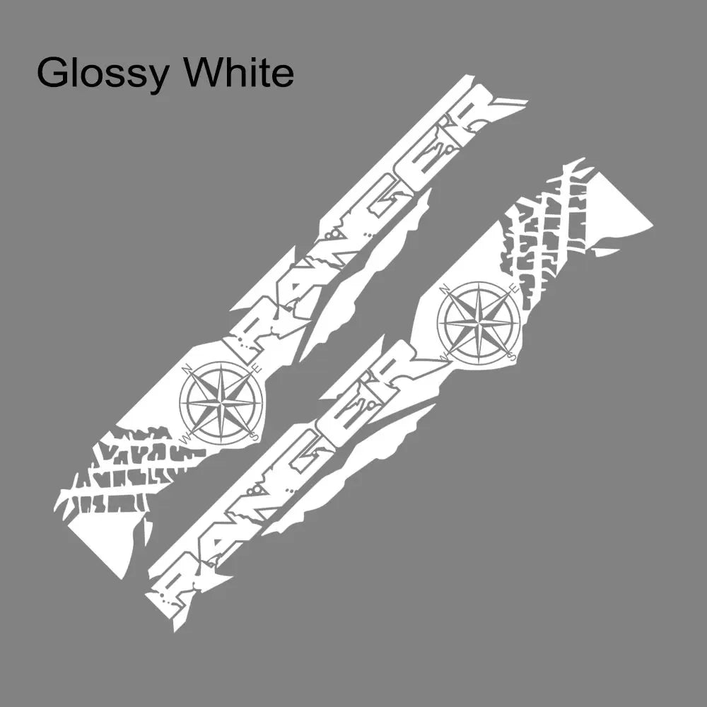 Tire Print & Compass Adventure Tail Decal for Ford Ranger Raptor | 2-Piece Vinyl - 200000182:173-200000182:29#Black-200000182:10-200000182:193#White-200000182:350852-  DRIVEN - 14
