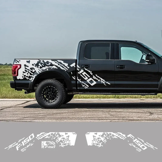Ford F-150 Raptor Body Side Graphic Kit – Splash Grunge Vinyl Decal Set (3 Pcs) | 12 Finishes - 200000182:29#Glossy Orange-  DRIVEN - 1