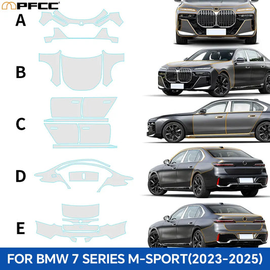 Precut PPF for BMW 7 Series G70 / M Sport (2023–2025) | TPU Paint Protection Film Clear Bra - 200000182:350686#Front;5:200000990#Clear Film-  DRIVEN - 2