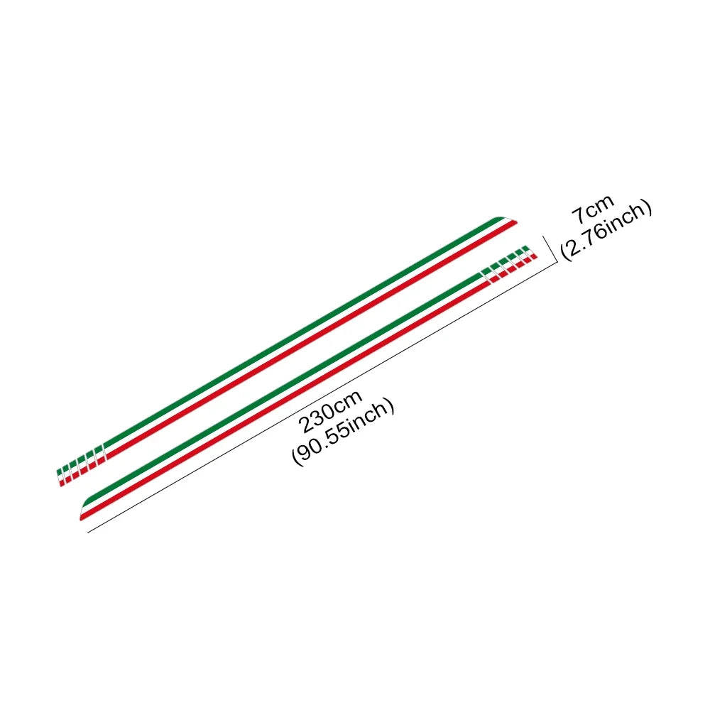 Italian Flag Racing Stripe Side Door Decal | Italy Tricolor Vinyl Graphic Sticker - 200000182:193#Green White Red-  DRIVEN - 5