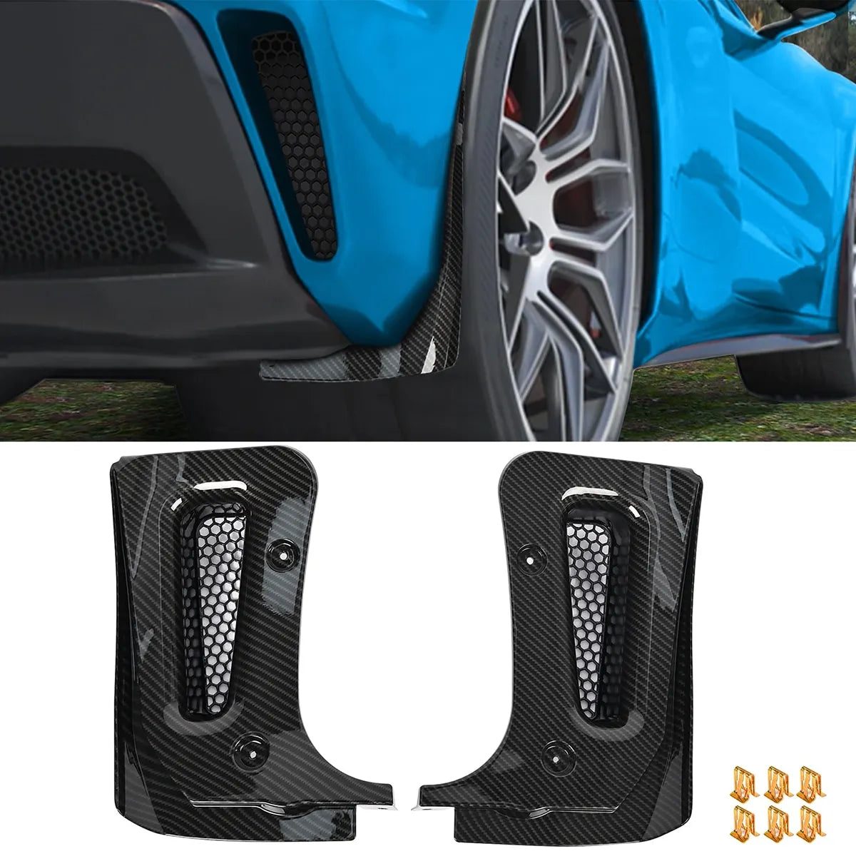 Rear Mudguard Extended Body Kit Flaps & Guards Carbon Fiber for Chevrolet Corvette C8 | Black