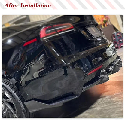 Real Carbon Fiber Rear Canard Diffuser Lip Body Kit for Tesla Model S Plaid (2021–2023) - <none>-  DRIVEN - 2