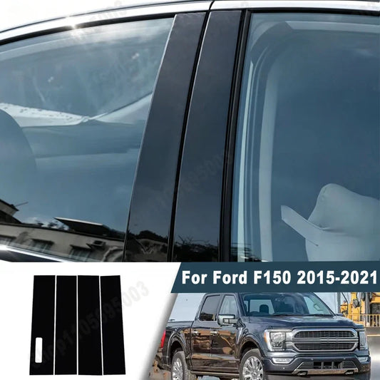 Glossy Black B & C Pillar Post Cover Sticker for Ford F-150 (2015–2021) | Window Door Trim - 200000182:193#Black-  DRIVEN - 1