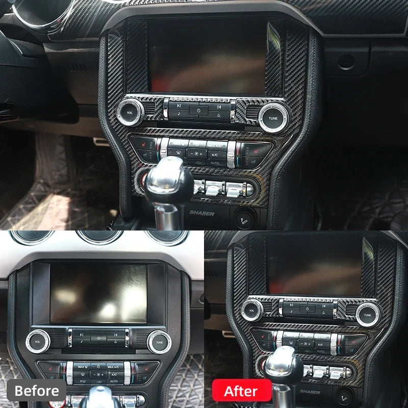 Carbon Fiber GPS Navigation Trim Frame for Ford Mustang GT (2015-2021) | Interior Vinyl Decal - 200000182:193#a set(Black)-200000182:350850#style A(Red)-200000182:350853#style B(Black)-200000182:10#a set(Red)-  DRIVEN - 4