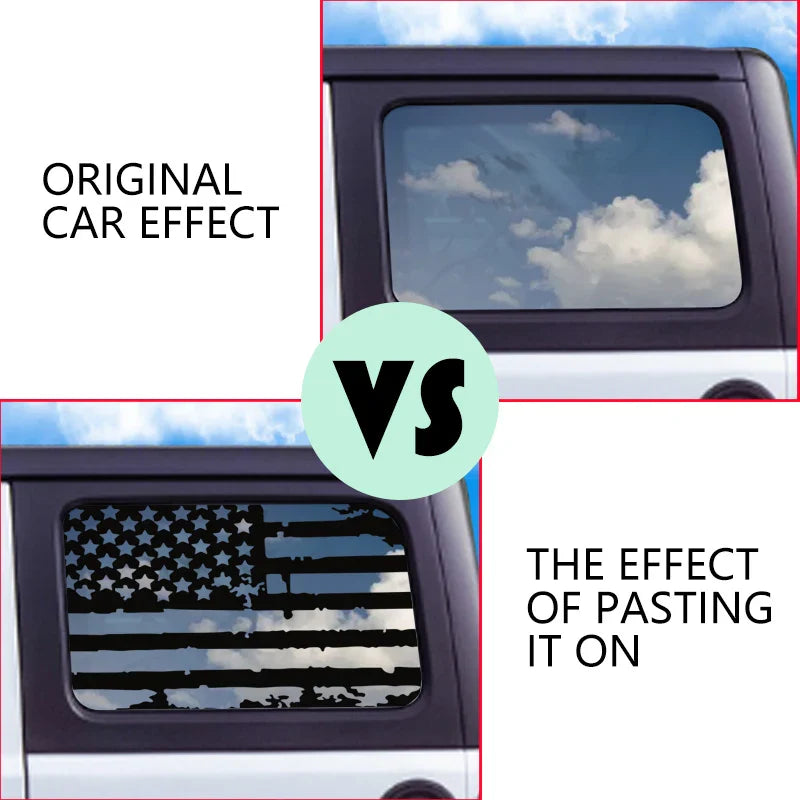 USA Flag Rear Window Decorative Decal for Jeep Wrangler (2021–2024) | Vinyl Cover Sticker - 200000182:201735810#M001A1 BLACK-200000182:771#M001A2 Matte black-  DRIVEN - 4