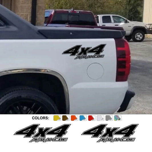 4x4 Rear Bed Side Decal for Chevrolet Avalanche | Pickup Truck Vinyl Graphic Sticker - 200000182:350853#Matt Silver-  DRIVEN - 1