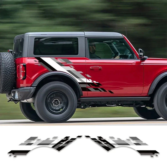 Racing Sport Body Side Vinyl Decal for Ford Bronco SUV | Hardcore Off-Road Graphic Sticker - 200000182:29#Black White Grey-  DRIVEN - 1