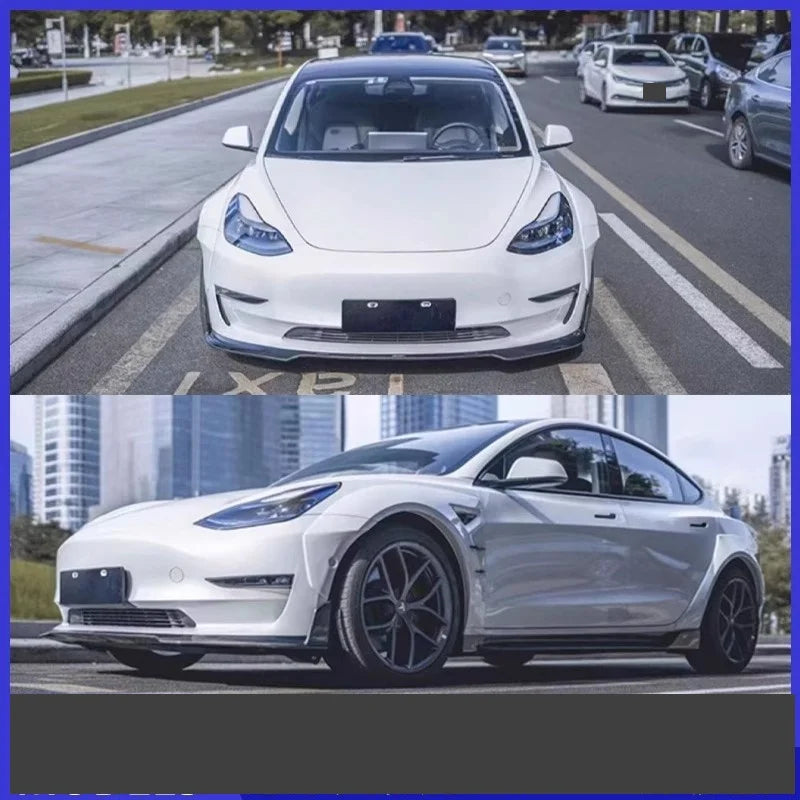 Full Carbon Fiber Body Kit for Tesla Model 3 (2019–2022) | Front Splitter, Eyebrow, Side Skirts & More - 14:200003699#side skirt-14:200004890#front lip-14:200000914#tail wing-14:200002130#Unpainted Eyebrow-14:365458#set-  DRIVEN - 2