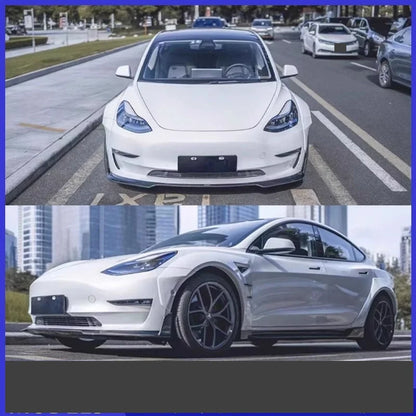 Full Carbon Fiber Body Kit for Tesla Model 3 (2019–2022) | Front Splitter, Eyebrow, Side Skirts & More - 14:200003699#side skirt-14:200004890#front lip-14:200000914#tail wing-14:200002130#Unpainted Eyebrow-14:365458#set-  DRIVEN - 2