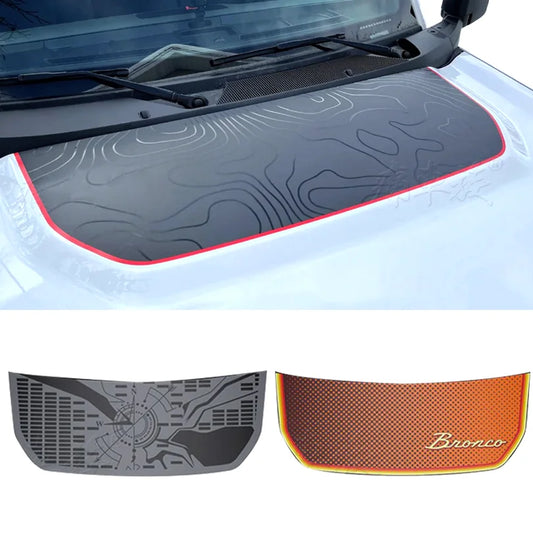 Retro Matte Topo Map & Compass Hood Decal | Off-Road Mountain Blackout Vinyl Wrap Sticker - 200000182:10#I-  DRIVEN - 1