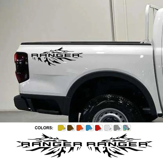 Splash Bed Side Decal for Ford Ranger Raptor XL / XLT / Lariat | 2-Piece Matte Vinyl Truck Graphic - 200000182:366#Matt Gold-  DRIVEN - 1
