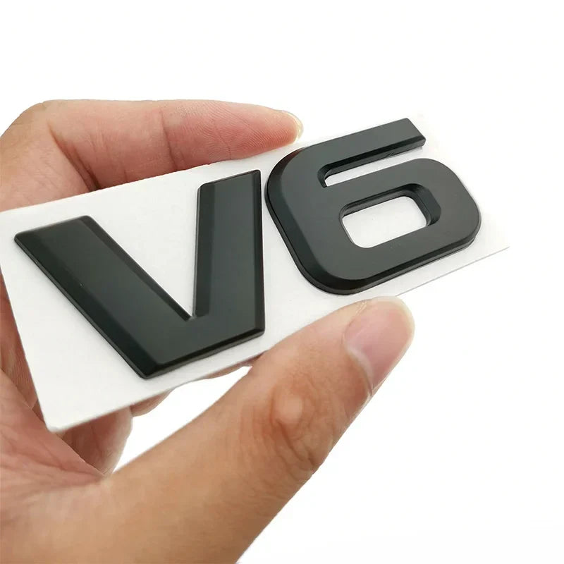 3D V6 Logo Badge Emblem | Universal Auto Decal for Mercedes, BMW, Audi, Ford & More - 200000182:29#silver-200000182:193#black-  DRIVEN - 4