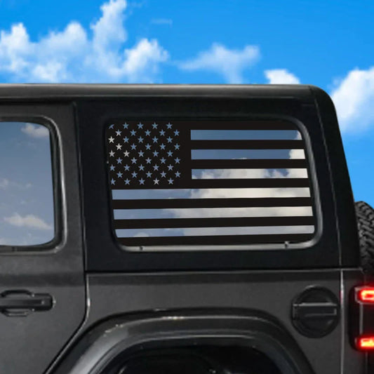 USA Flag Rear Window Decorative Decal for Jeep Wrangler (2021–2024) | Vinyl Cover Sticker - 200000182:201735810#M001A1 BLACK-  DRIVEN - 2