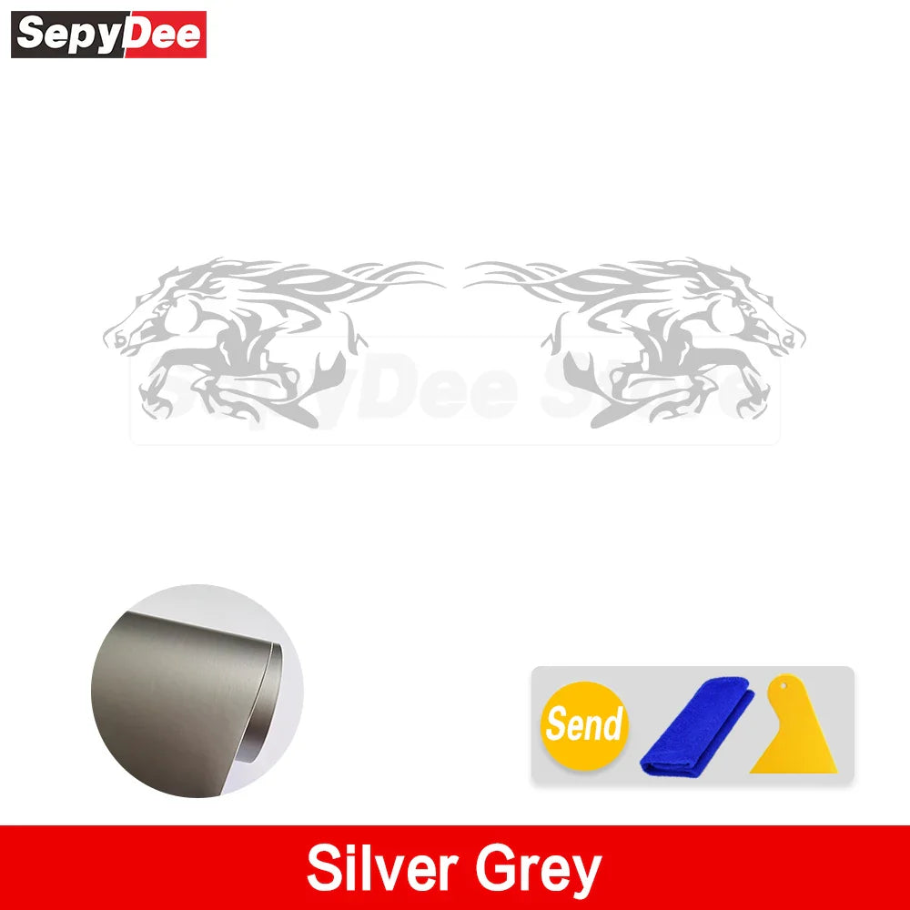 Running Horse Side & Rear Fender Decal | 2-Piece Vinyl for Mustang, Challenger, Porsche & Ford - 200000182:200211869#Silver Grey;5:100014065#100x50CM-200000182:200211869#Silver Grey;5:361386#60x30CM-200000182:200211869#Silver Grey;5:100014064#80x40CM-200000182:200211869#Silver Grey;5:200000990#40x20CM-200000182:200211869#Silver Grey;5:361385#50x25CM-  DRIVEN - 16
