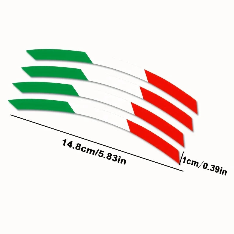 Green White Red Italian Flag Stripe Wheel Decal | Waterproof Vinyl Sticker for Cars & Motorcycles - 14:200004889#1SET-  DRIVEN - 7