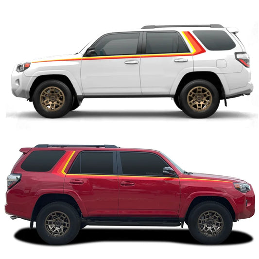 Retro Tri-Color Red & Orange Stripe Decal for Toyota 4Runner | Full Body Side Vinyl Graphics Kit - <none>-  DRIVEN - 1