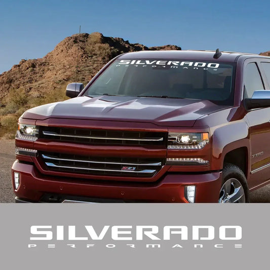 Front Windshield Decal for Chevrolet Silverado 1500 / 2500 / Z71 | Custom Vinyl Graphic - 200000182:193#Glossy Black-  DRIVEN - 1