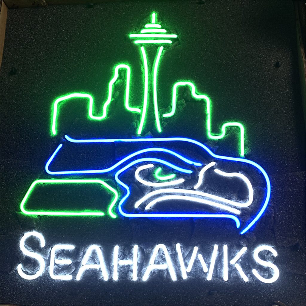 Seattle Skyline Seahawks Logo Neon Signs Light - ME474-  DRIVEN - 1
