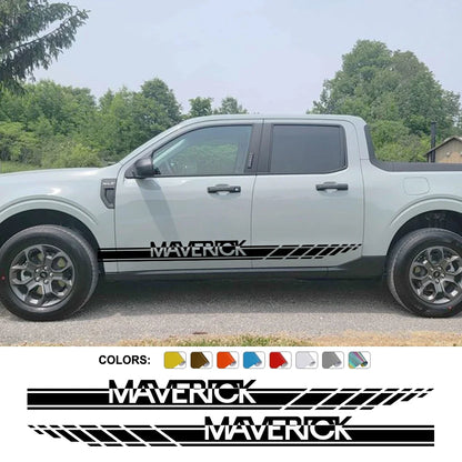 Door Side Stripe Decal for Ford Maverick XL / XLT / Lariat (2022–2023) | 2-Piece Vinyl Graphic - 200000182:193#Glossy Black-200000182:350852#Glossy Orange-200000182:10#Glossy Red-200000182:691#Glossy Gray-200000182:29#Glossy White-  DRIVEN - 1