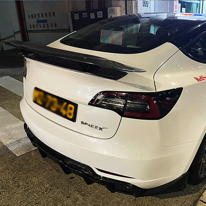Real Carbon Fiber GT-Style Rear Trunk Lid Lip Spoiler for Tesla Model 3 (2017–2023) | Body Kit - 14:200572156#Real Carbon Fibe-14:200004890#Forged carbon-  DRIVEN - 3