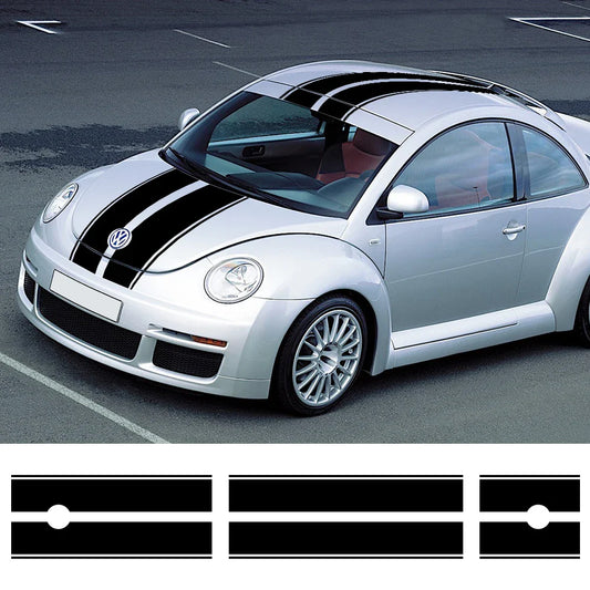 Hood, Roof & Trunk Racing Stripe Kit | Full-Length Vinyl Decal for Cars & Trucks - 200000182:350686#Glossy Black-  DRIVEN - 1