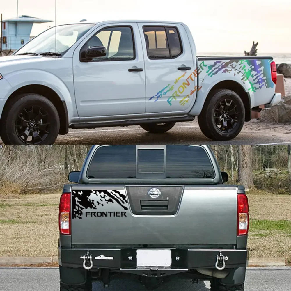 Pro-4X Splash Grunge Body Side Decal for Nissan Frontier NP300 | 3-Piece Matte Vinyl Kit - 200000182:496#Colorful Laser-200000182:366#Matt Silver-200000182:771#Carbon Fiber-200000182:691#Matt Black-200000182:350852#Glossy White-  DRIVEN - 4
