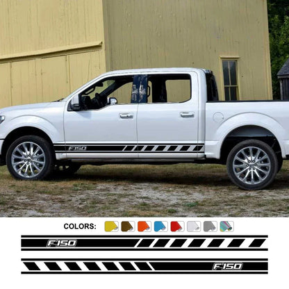 Door Side Skirt Stripe Decal for Ford F-150 Raptor | 2-Piece Pickup Truck Vinyl Graphic - 200000182:771#Carbon Fiber-200000182:29#Glossy White-200000182:691#Glossy Gray-200000182:193#Glossy Black-200000182:366#Glossy Yellow-  DRIVEN - 1