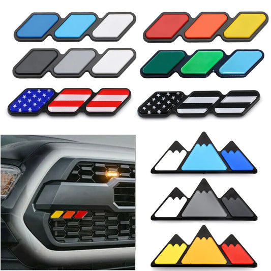TRD Tri-Color Grille Badge Emblem for Toyota Tacoma / Tundra / 4Runner / Highlander | 3-Piece ABS Set - 200000182:350686#Type 8-  DRIVEN - 1