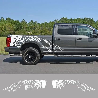 Splash Grunge Body Side Decal for Ford Super Duty F-250 / F-350 / F-450 | 3-Piece Matte Vinyl Kit - 200000182:350852#Glossy White-200000182:350850#Glossy Black-200000182:10#Glossy Red-200000182:350853#Glossy Gray-200000182:173#Glossy Yellow-  DRIVEN - 2