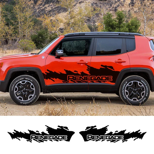 Splash Motor Door Side Skirt Decal for Jeep Renegade / JK | 2-Piece Vinyl Film Graphic - 200000182:193#Glossy Black-  DRIVEN - 2