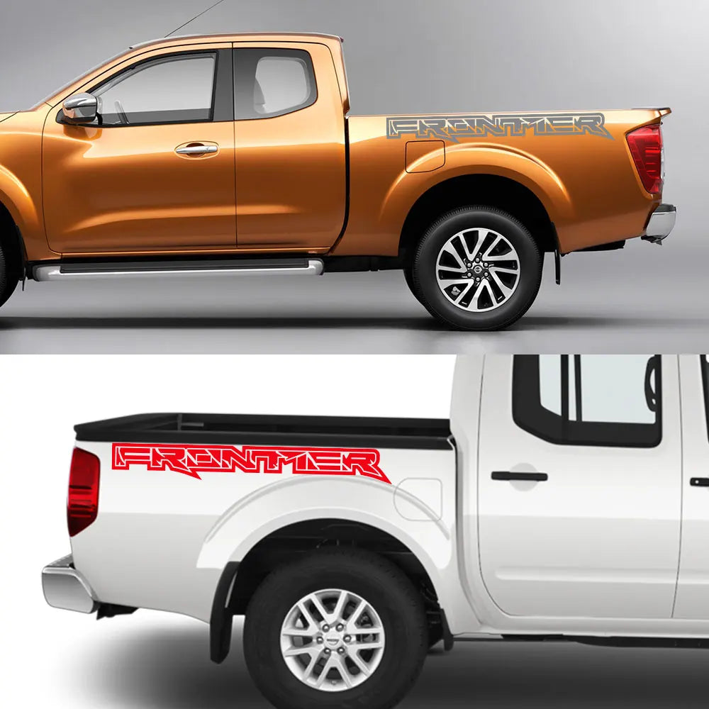 Rear Trunk Side Stripe Decal for Nissan Frontier NP300 / D40 / D22 | 2-Piece Pickup Vinyl Graphic - 200000182:366#Glossy Yellow-200000182:350852#Glossy Orange-200000182:173#Matt Gold-200000182:175#Glossy Blue-200000182:1052#Colorful Laser-  DRIVEN - 4