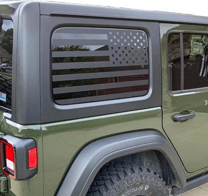 Jeep Wrangler JK / JKU American Flag Rear Window Decal – Precut Stars & Stripes Back Side Window Sticker (2-Pc Set, 4-Door) - 200000182:193#black 2PCS-  DRIVEN - 2