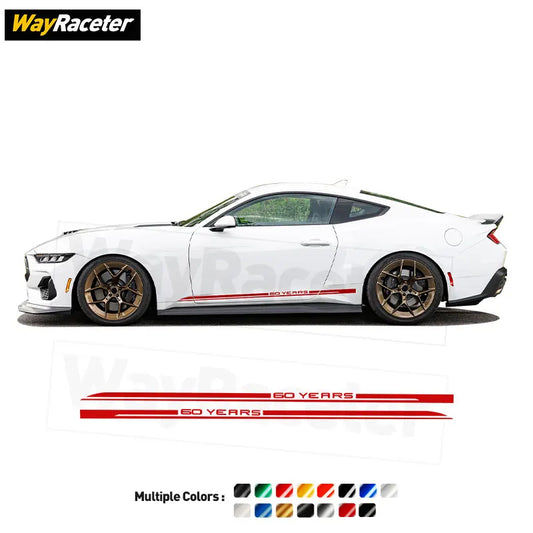 Carbon Fiber Door Side Stripe Skirt Decal for Ford Mustang (2020+) | Vinyl Sticker - 200000182:193#Glossy black-  DRIVEN - 1