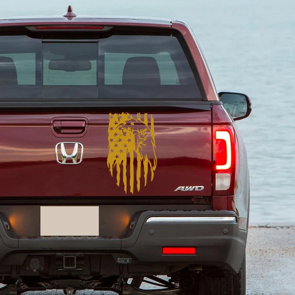 American Bald Eagle Flag Tailgate Decal – Pickup Truck Vinyl Sticker | Ford F-150, Tacoma, Hilux, D-Max, Dodge Ram - 200000182:350852#Glossy Orange;5:361385#50x30cm-200000182:350852#Glossy Orange;5:200000990#40x24cm-200000182:366#Glossy Yellow;5:361385#50x30cm-200000182:366#Glossy Yellow;5:200000990#40x24cm-200000182:691#Glossy Gray;5:361385#50x30cm-  DRIVEN - 4
