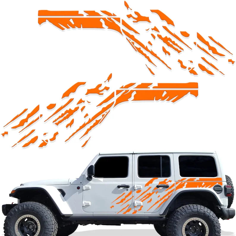 Jeep Wrangler JL 4-Door "Splash" Side Graphics Kit – 3M Vinyl Decal Wrap | 2018–2021 | Both Sides | 5 Colors - 200000182:173;5:100014064#both sides-200000182:193;5:100014064#both sides-200000182:350852;5:100014064#both sides-200000182:94;5:100014064#both sides-200000182:350686#rose red;5:100014064#both sides-  DRIVEN - 5