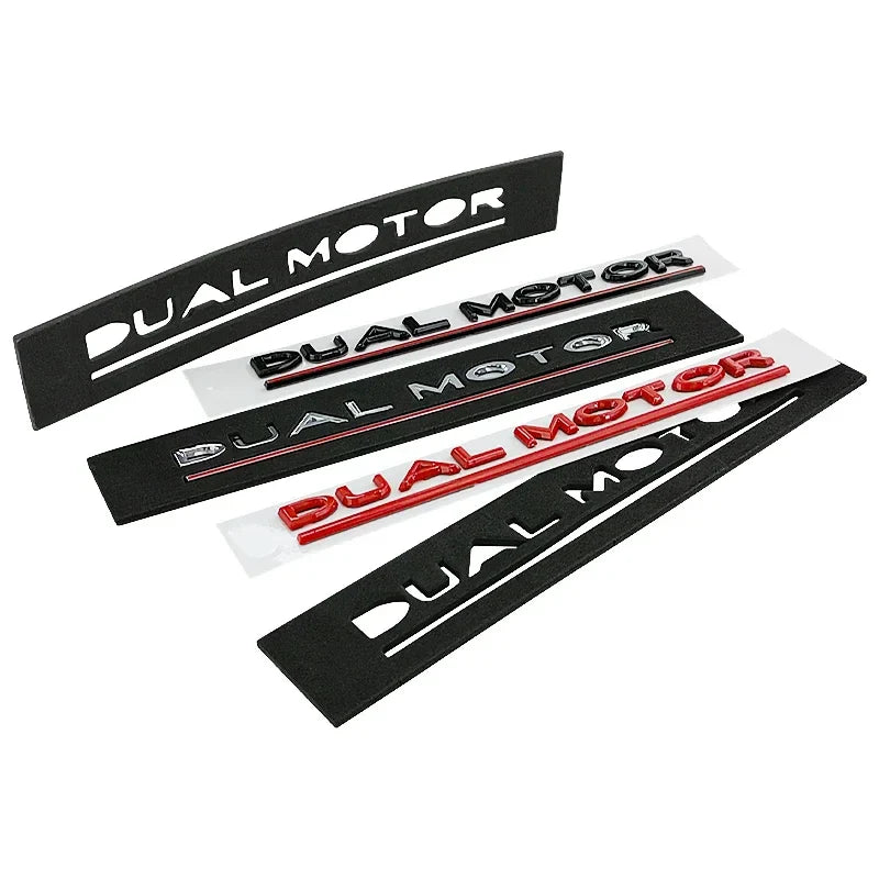 3D ABS DUAL MOTOR Chrome Red Line Emblem Badge for Tesla | Trunk & Body Styling Sticker - 14:200004890#Bright black red-14:200004889#silver red-14:365458#red-14:200002130#Matte black-14:200003699#Bright black-  DRIVEN - 4