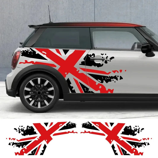 Union Jack Door Side Stripe Decal | 2-Piece British Flag Auto Body Vinyl Sticker - 200000182:366#Black Gold-  DRIVEN - 1