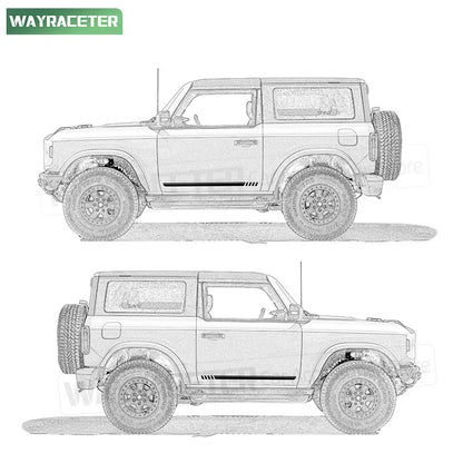 First Edition Door Side Skirt Stripe Decal for Ford Bronco | 2-Piece Vinyl Sticker Kit - 200000182:10#Matte black Gray;5:200000990#For 2-door-200000182:350852#Glossy carbon black;5:200000990#For 2-door-200000182:29#Glossy black Gray;5:200000990#For 2-door-200000182:691#Matte black Red;5:200000990#For 2-door-200000182:173#Glossy white;5:200000990#For 2-door-  DRIVEN - 4