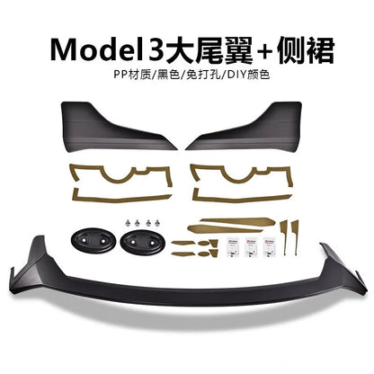 Complete Modified Body Kit for Tesla Model 3 (2018–2022) | Front & Rear Bumper Assembly (MaiAutoR) - 14:200004889#tail wing side skirt-14:200004890#front bumper-14:200004891#rear bumper-14:200003699#set-  DRIVEN - 3